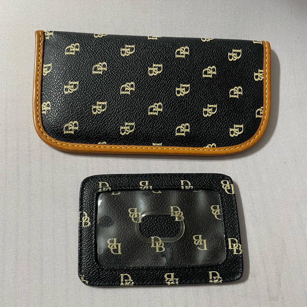 Dooney & Bourke signature canvas & leather eyeglasses case ID holder in black